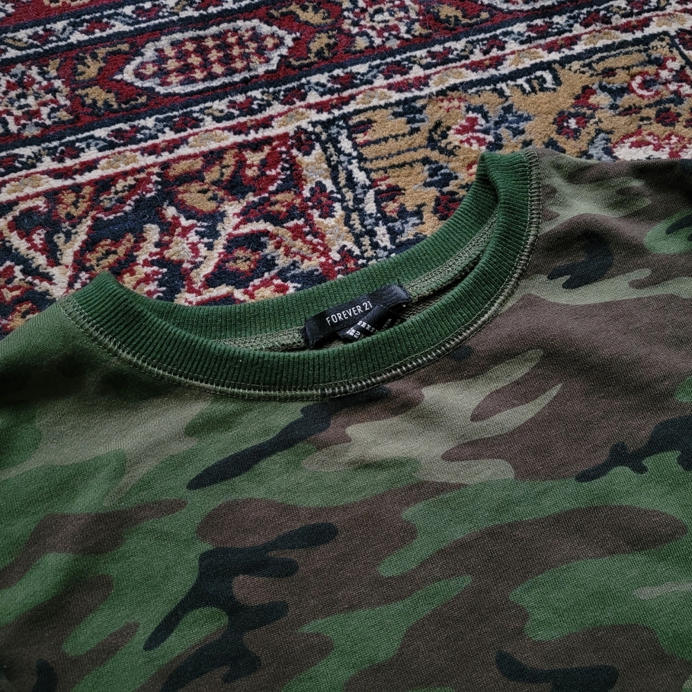 cropped camo sweater